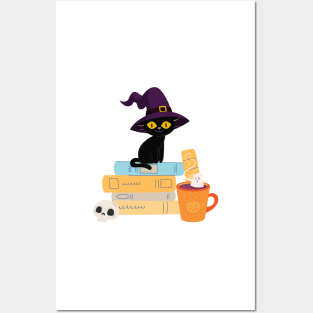 Witchy Black Cat || Ghost coffee Posters and Art